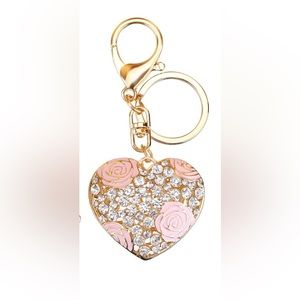 Heart Rose Crystal Key Chain